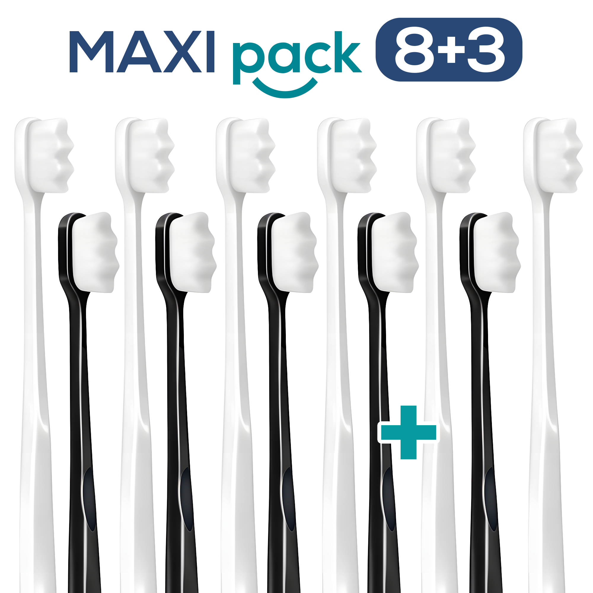 MAXI PACK 8+3 Ultrajemný zubní kartáček Nanosmile Black&White