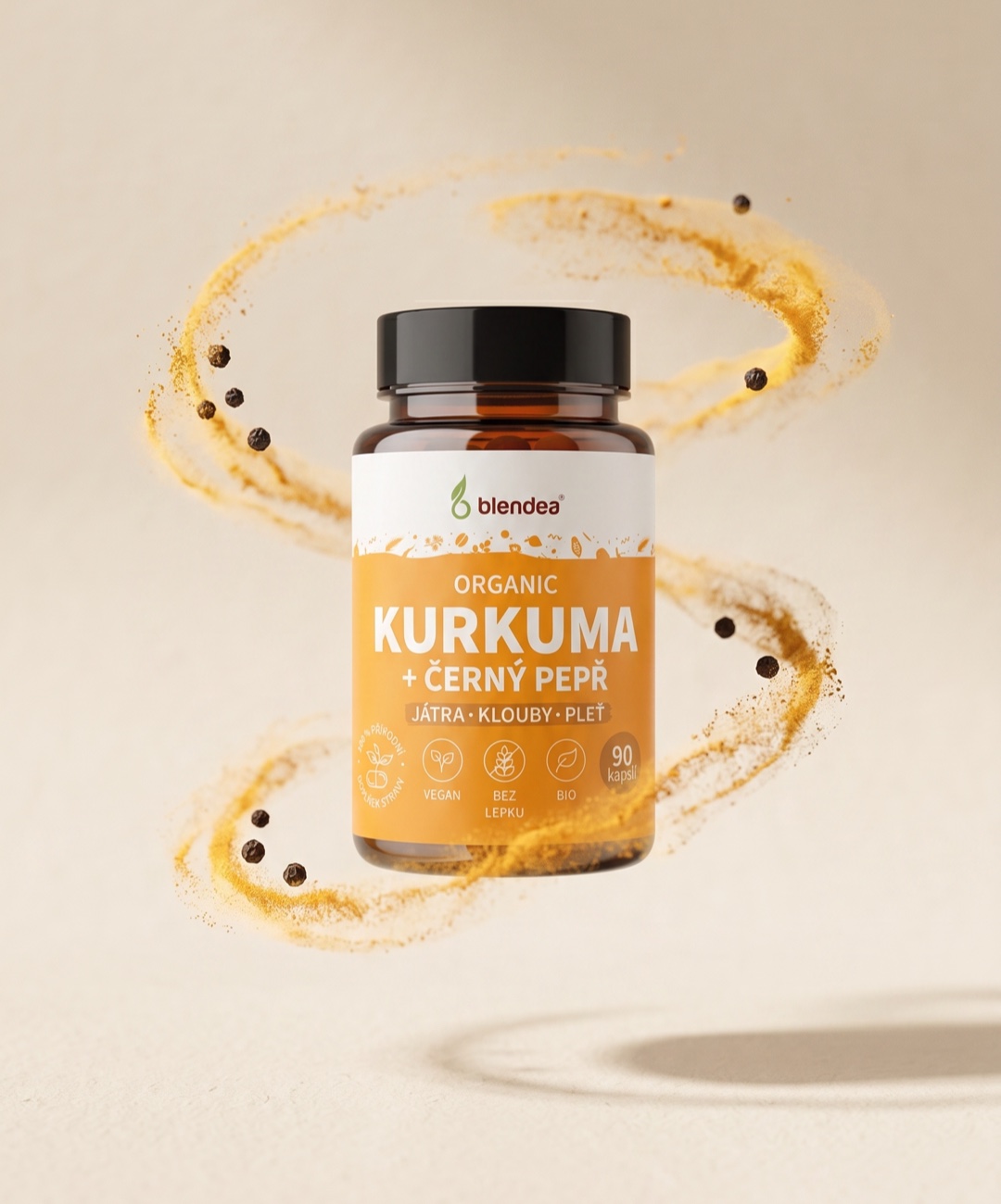 Blendea Kurkuma a Piperin BIO Organic 90 kapslí
