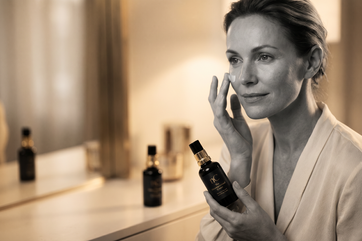 Aplikace anti-aging krému s retinolem ve večerní rutině