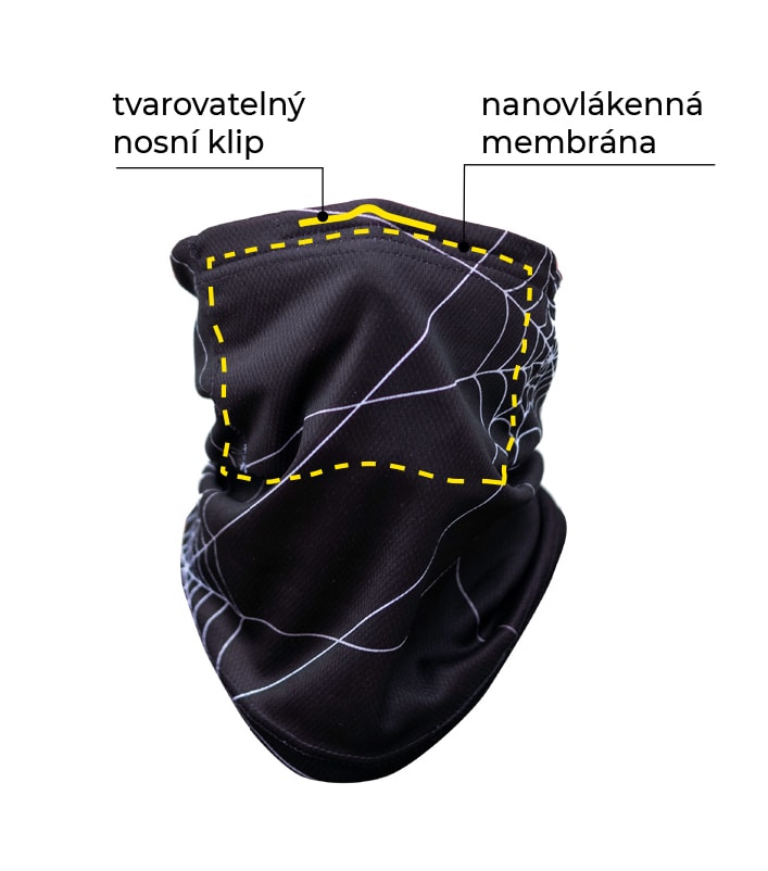 Otvory v nanovlákenné membráně mají otvory veliké pouze několik desítek nanometrů, a díky tomu kapénky s viry, které jsou mnohonásobně větší, nemůžou projít.