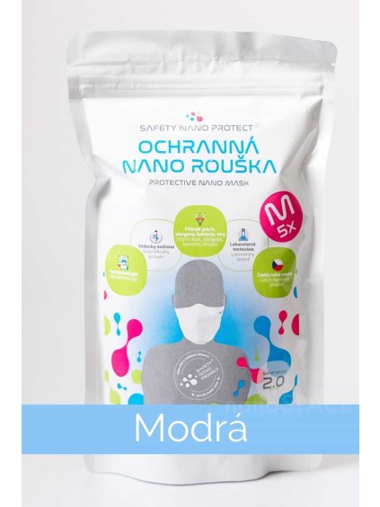Modrá rouška SAFETY NANO PROTECT velikost S a M