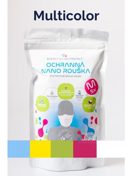Multicolor roušky SAFETY NANO PROTECT různě barevné balení