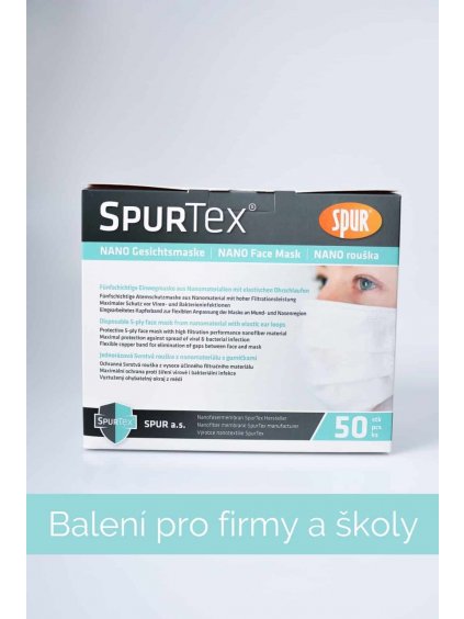 Balení pro firmy a školy 1000 ks nano roušek SpurTex® PP baleno po 50 ks
