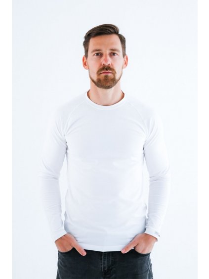Bílé pánské triko s dlouhým rukávem nanosilver®