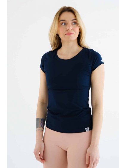 Tmavě modré dámské triko s krátkým rukávem nanosilver®