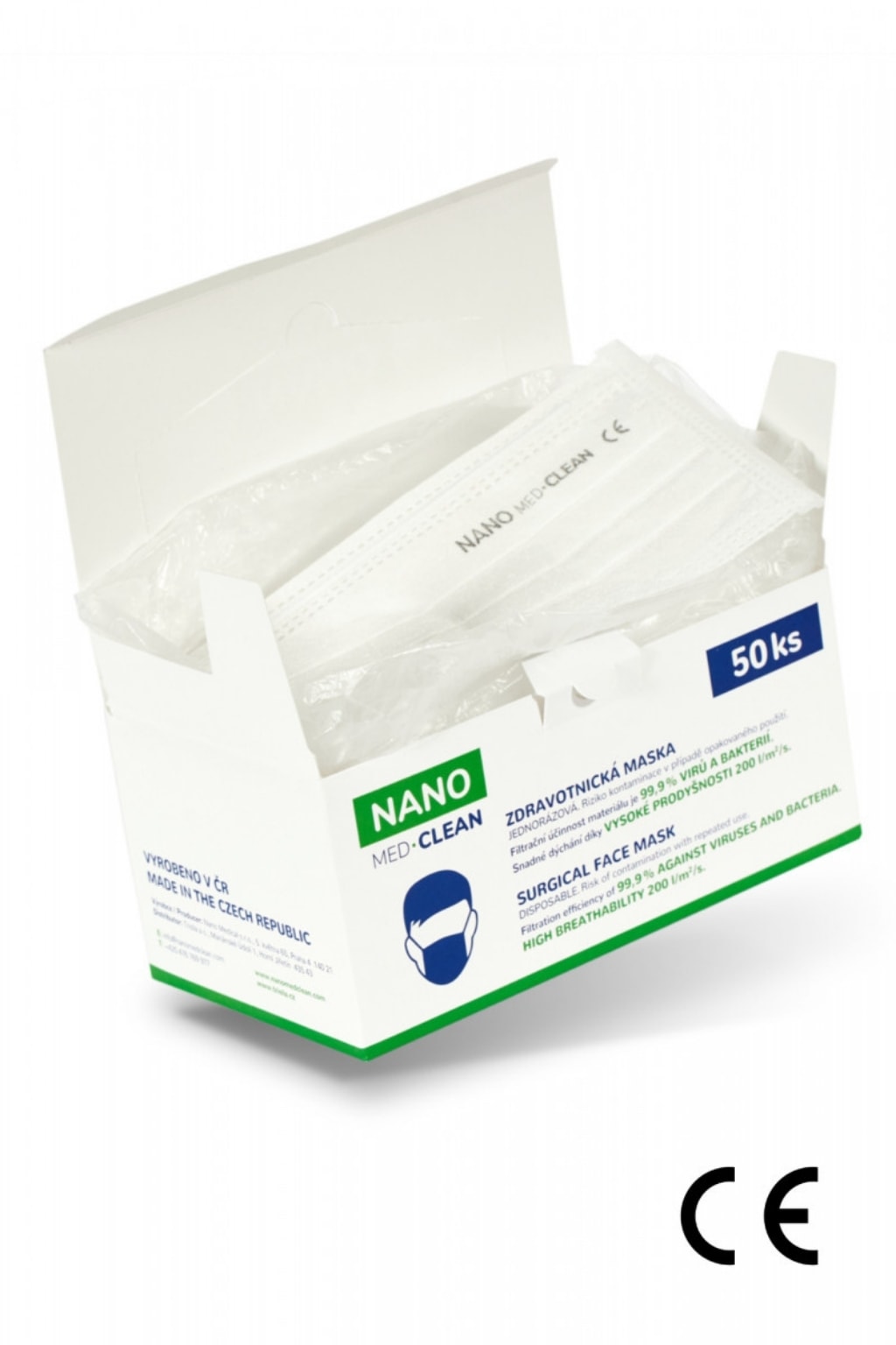 Levně NANO MEDICAL Nanovlákenné roušky Nano Med.Clean 50 ks 23,98 Kč / ks / viditelné označení nano