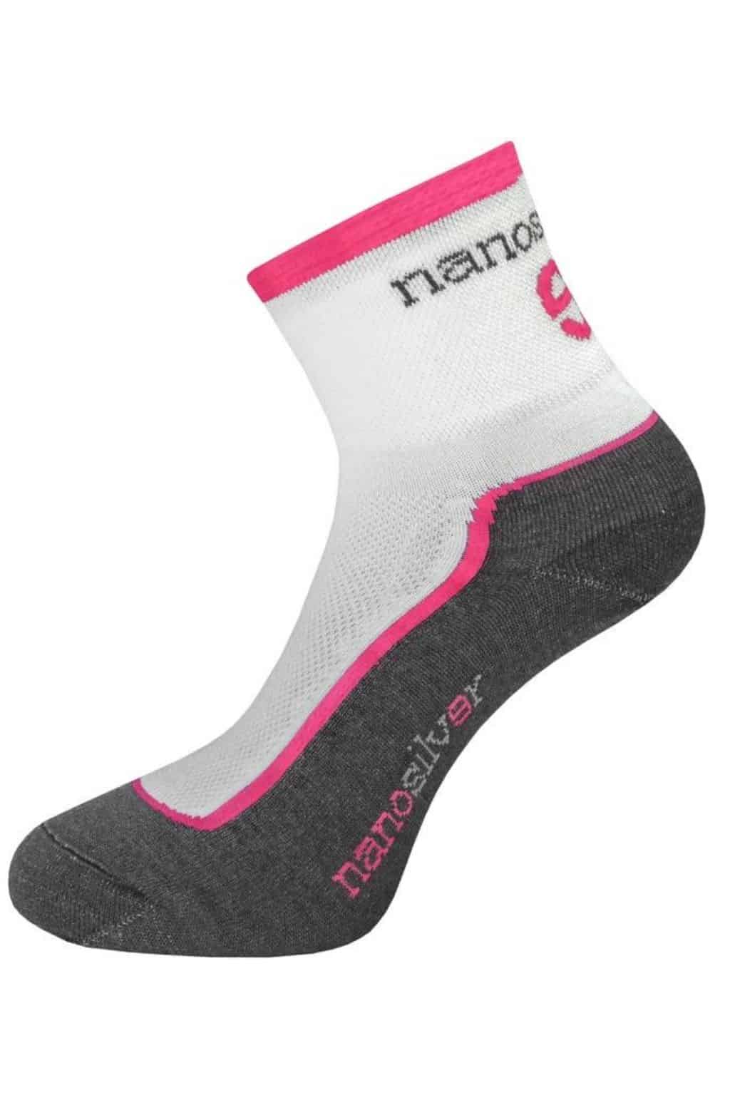Levně nanosilver® Cyklo ponožky se stříbrem + Coolmax® bílo/růžová Velikost: L 43/46
