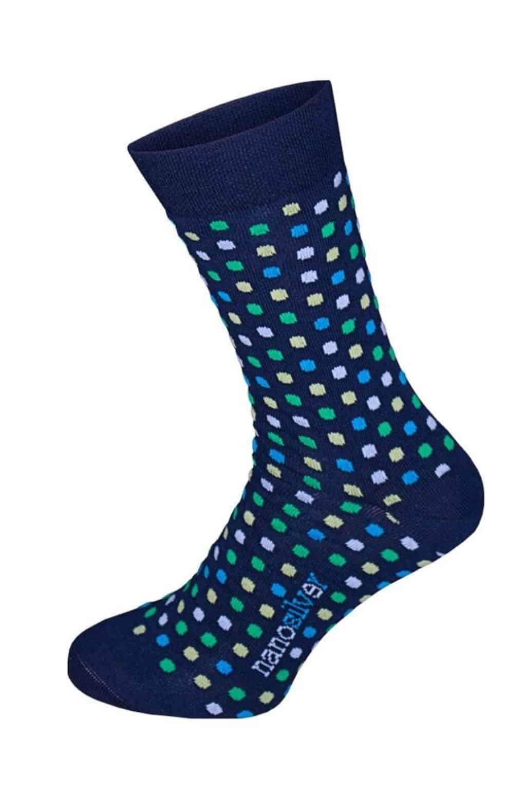 nanosilver® Společenské ponožky modré s barevnými puntíky Velikost: XS 31/34