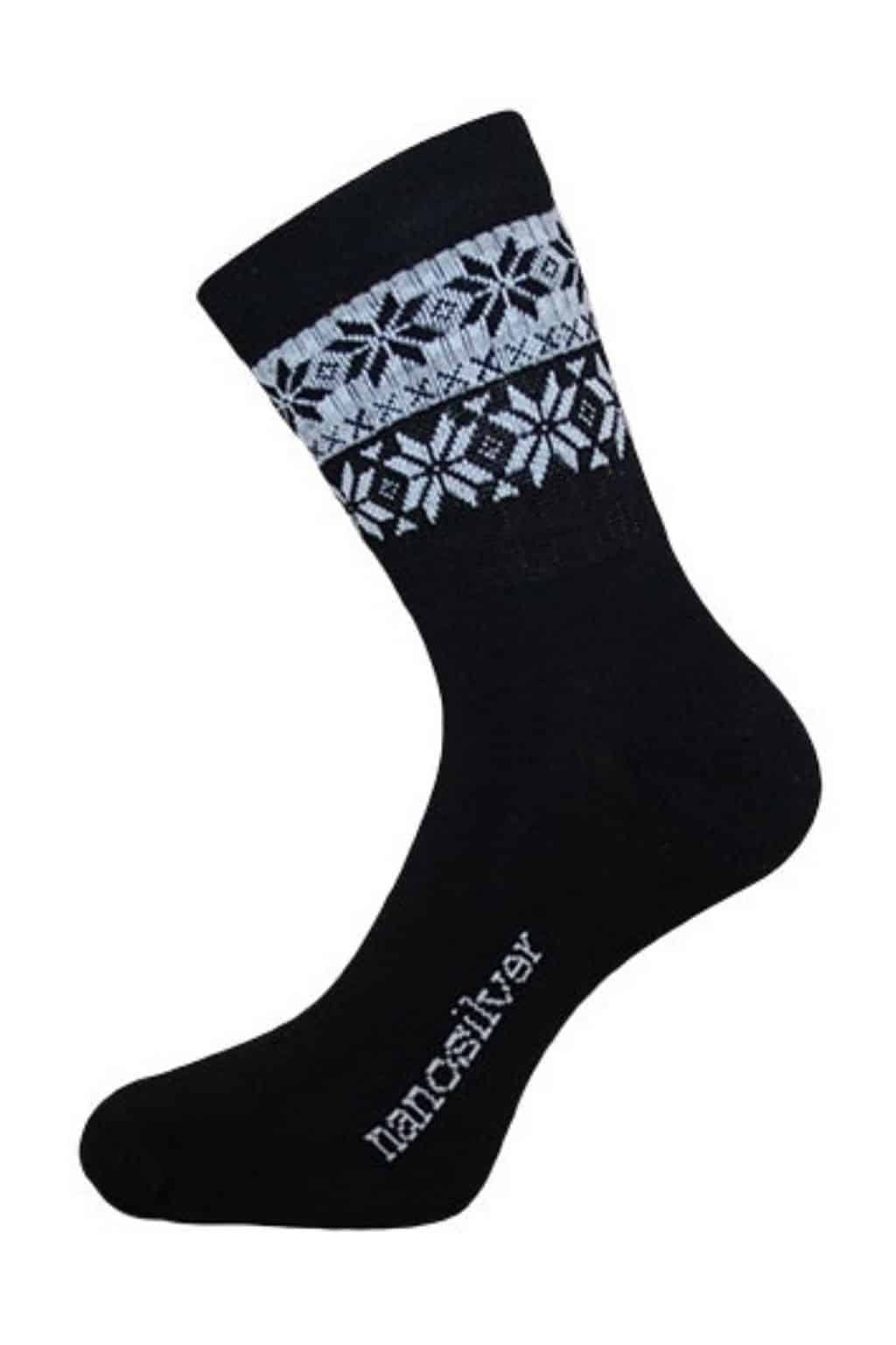 Levně nanosilver® Zimní ponožky thermo SNOW černá/bílá Velikost: XL 47/49