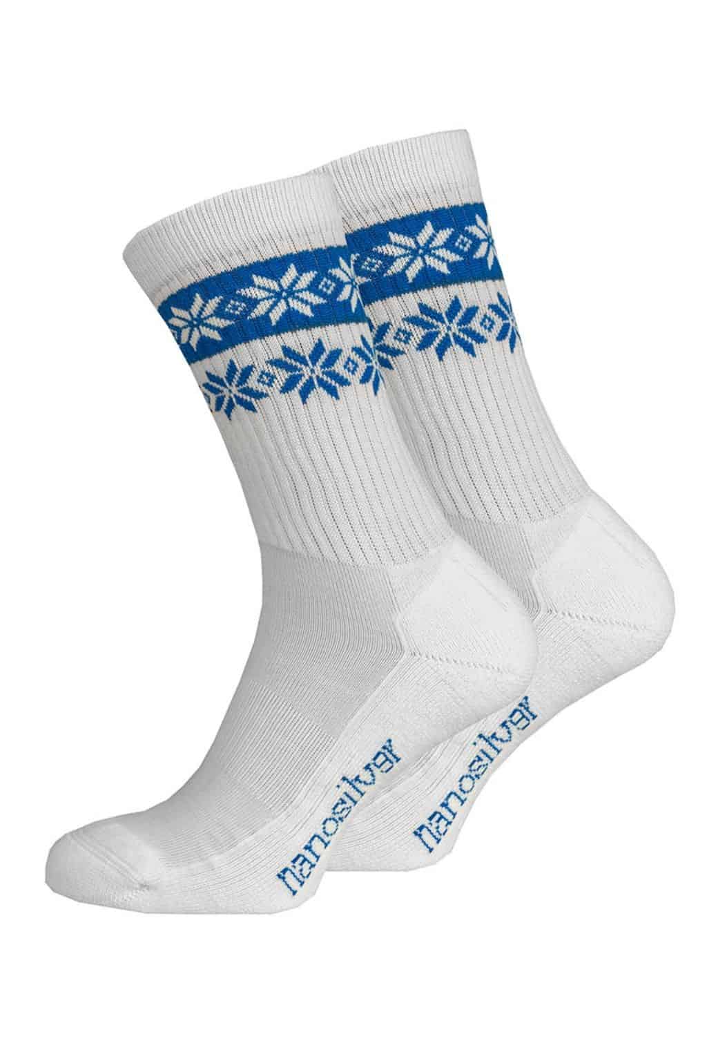 Levně nanosilver® Zimní ponožky thermo SNOW bílá/modrá Velikost: XL 47/49