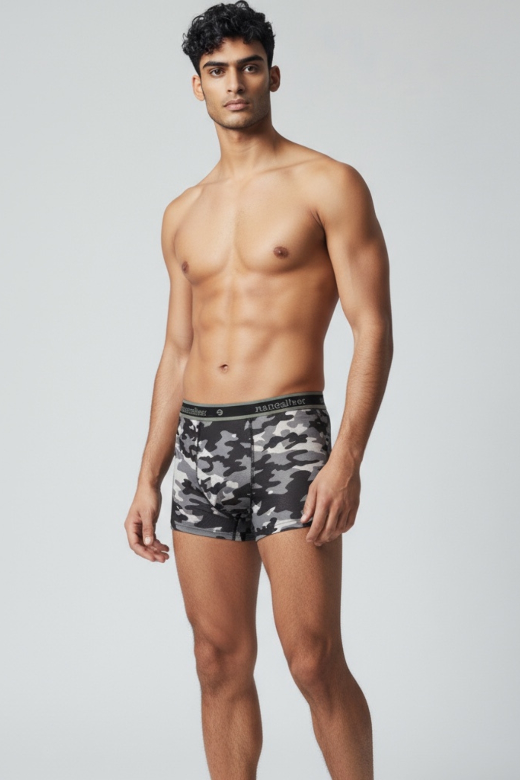 Levně nanosilver® Šedé termo boxerky nanosilver s gumou Camo