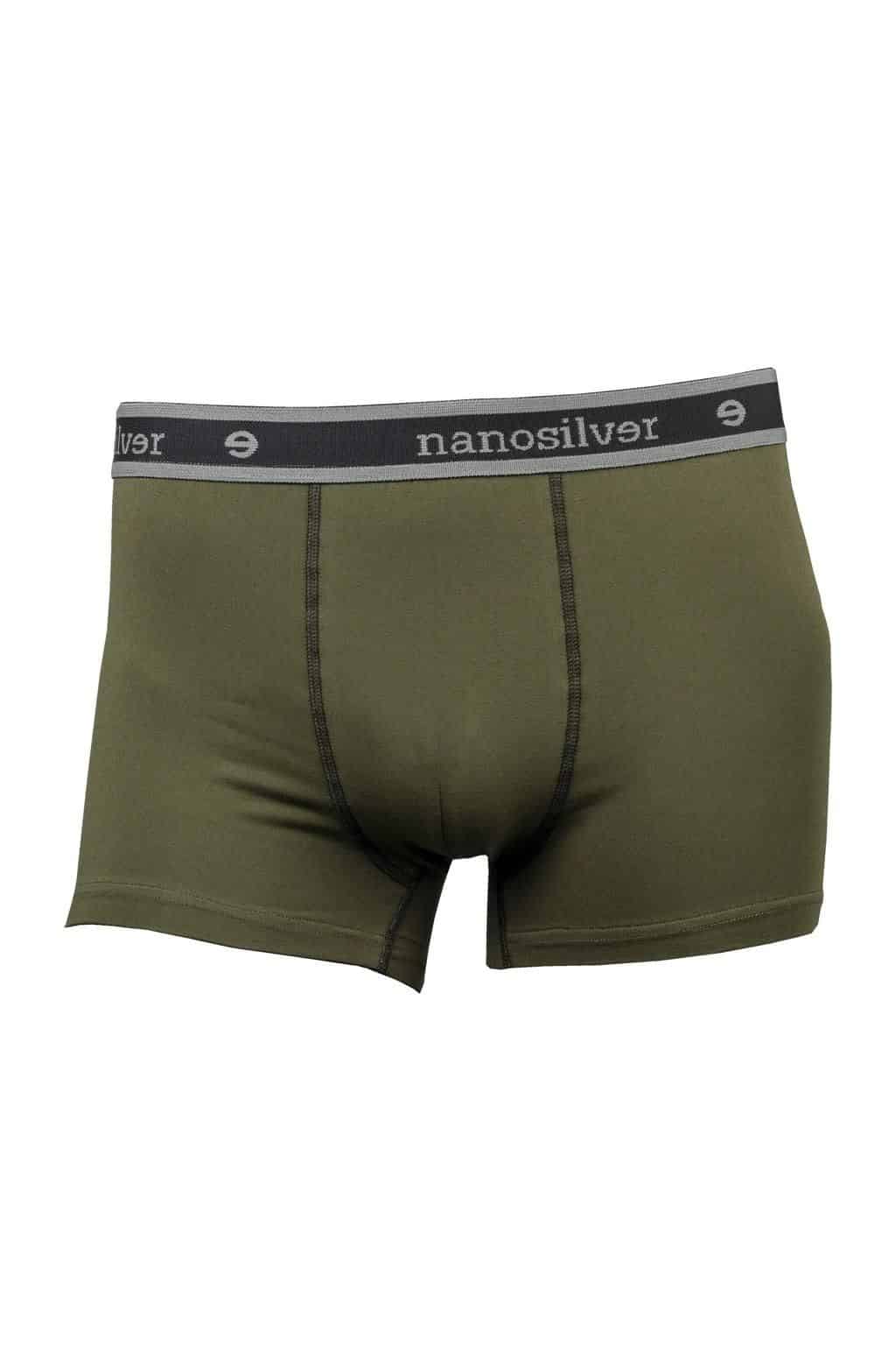 Levně nanosilver® Nano boxerky s gumou nanosilver bez zadního švu – olivové Velikost: XXL