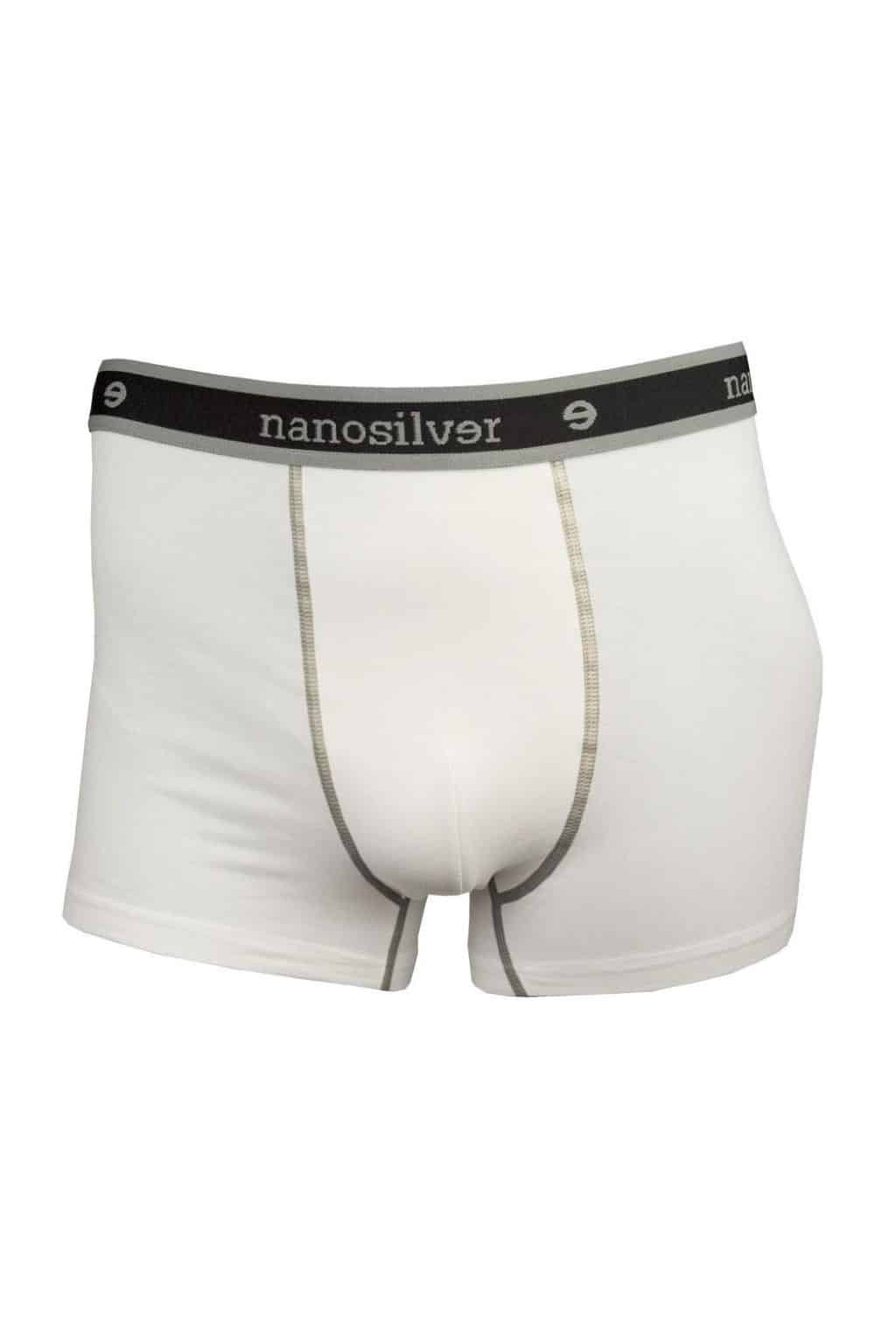 Levně nanosilver® Nano boxerky s gumou nanosilver bez zadního švu bílé Velikost: M