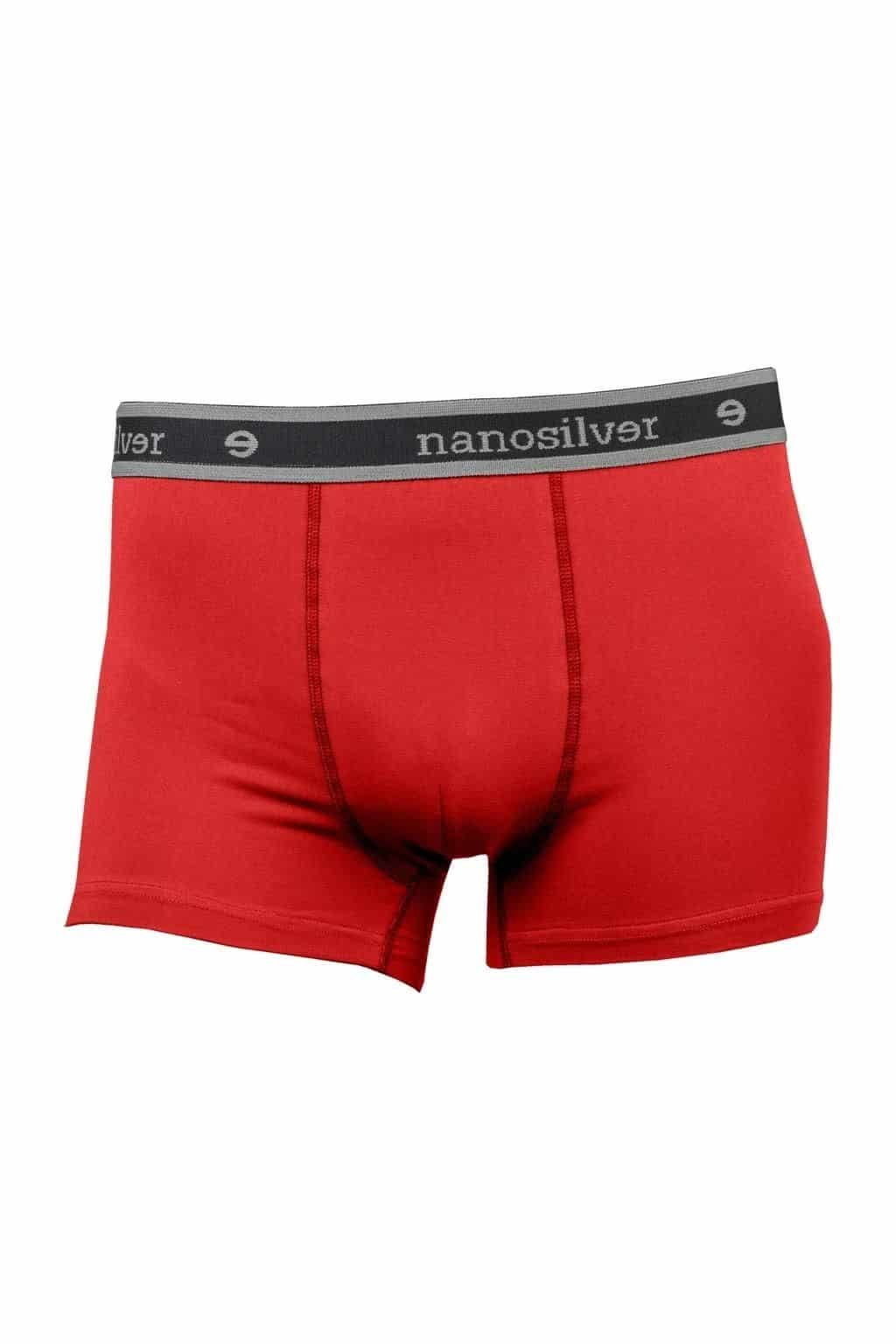 Levně nanosilver® Nano boxerky s gumou nanosilver bez zadního švu – červené Velikost: XL