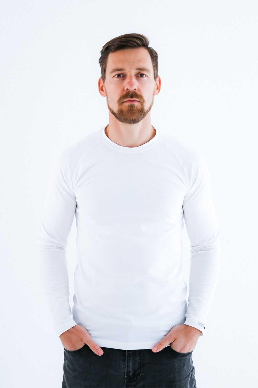 Levně nanosilver® Bílé pánské triko s dlouhým rukávem nanosilver® Velikost: L
