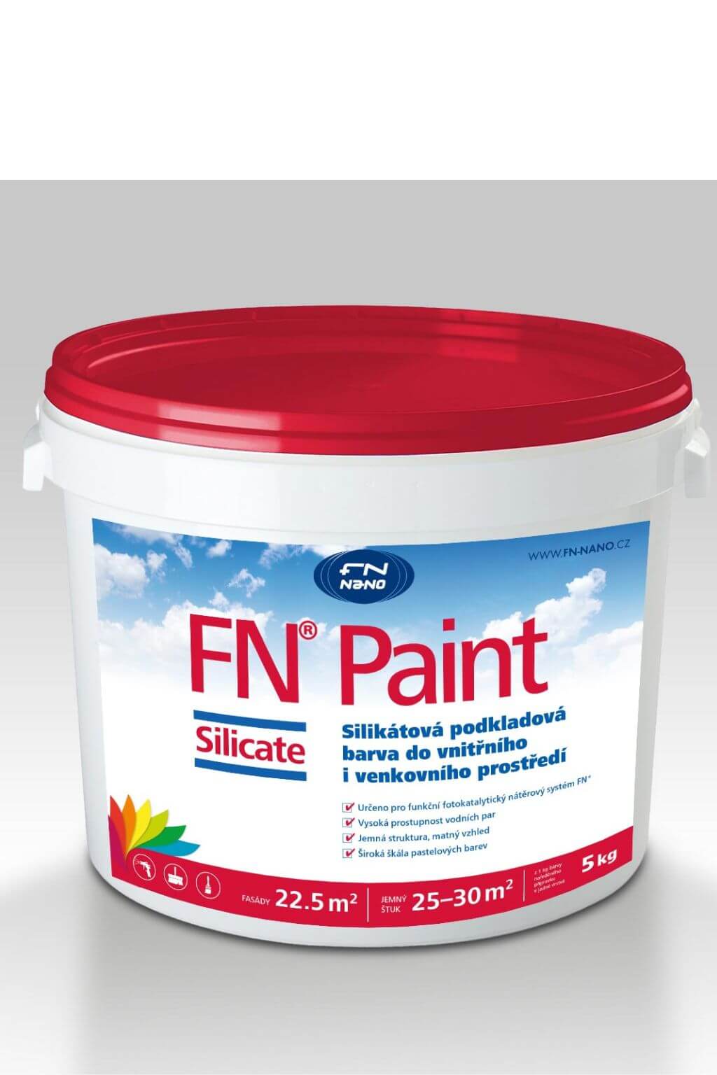 Levně Bílá silikátová barva pro exteriér i interiér FN NANO® Paint Silicate Bílá malířská barva