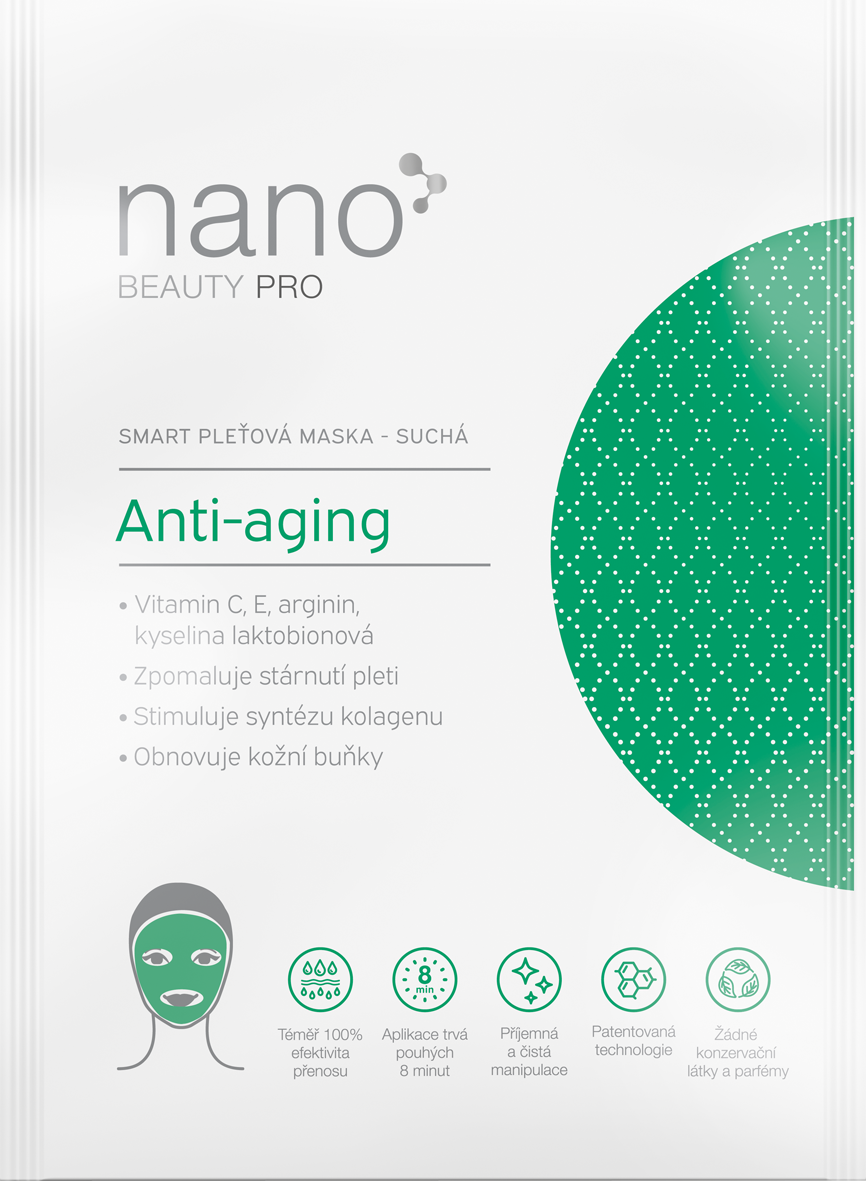 Levně Anti-aging nanovlákenná maska nanoBeauty Vitamin C, E, arginin, kyselina laktobionová.