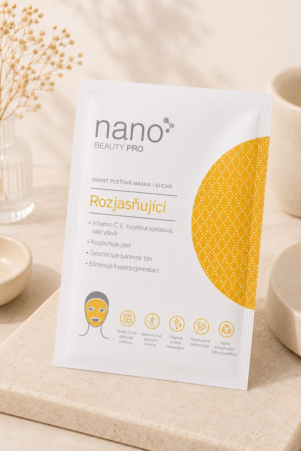 Rozjasňující nanovlákenná maska proti akné nanoBeauty