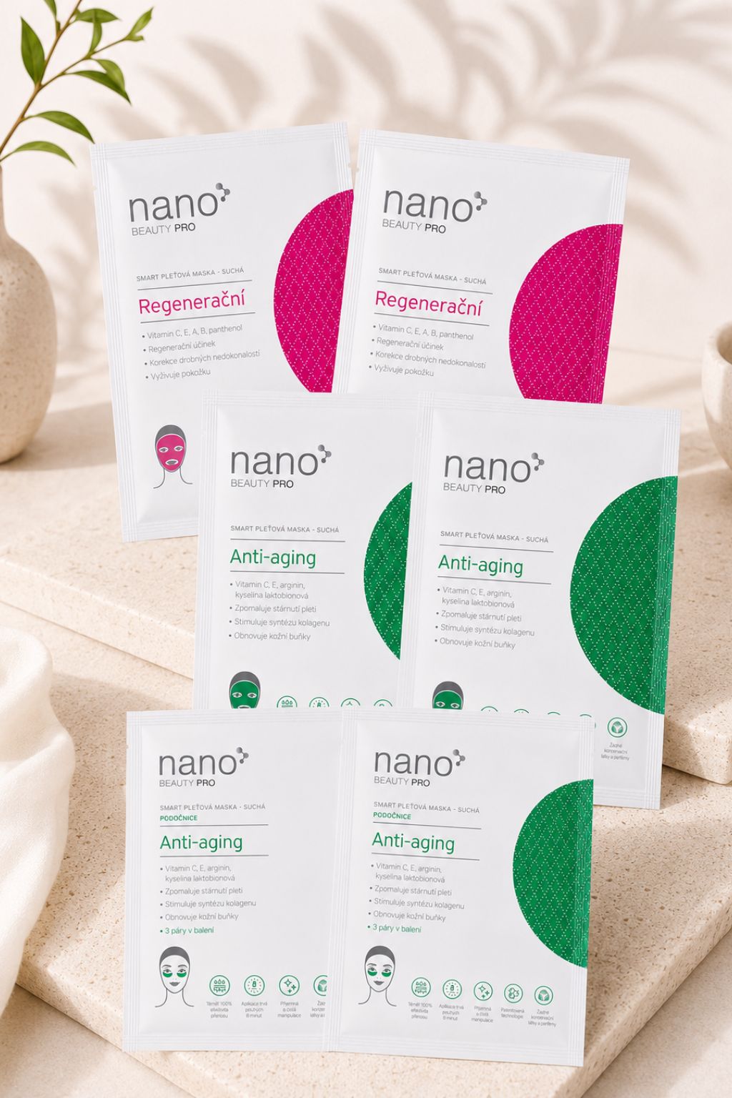 nanoBeauty Sada nanovlákenných masek proti vráskám 6 ks