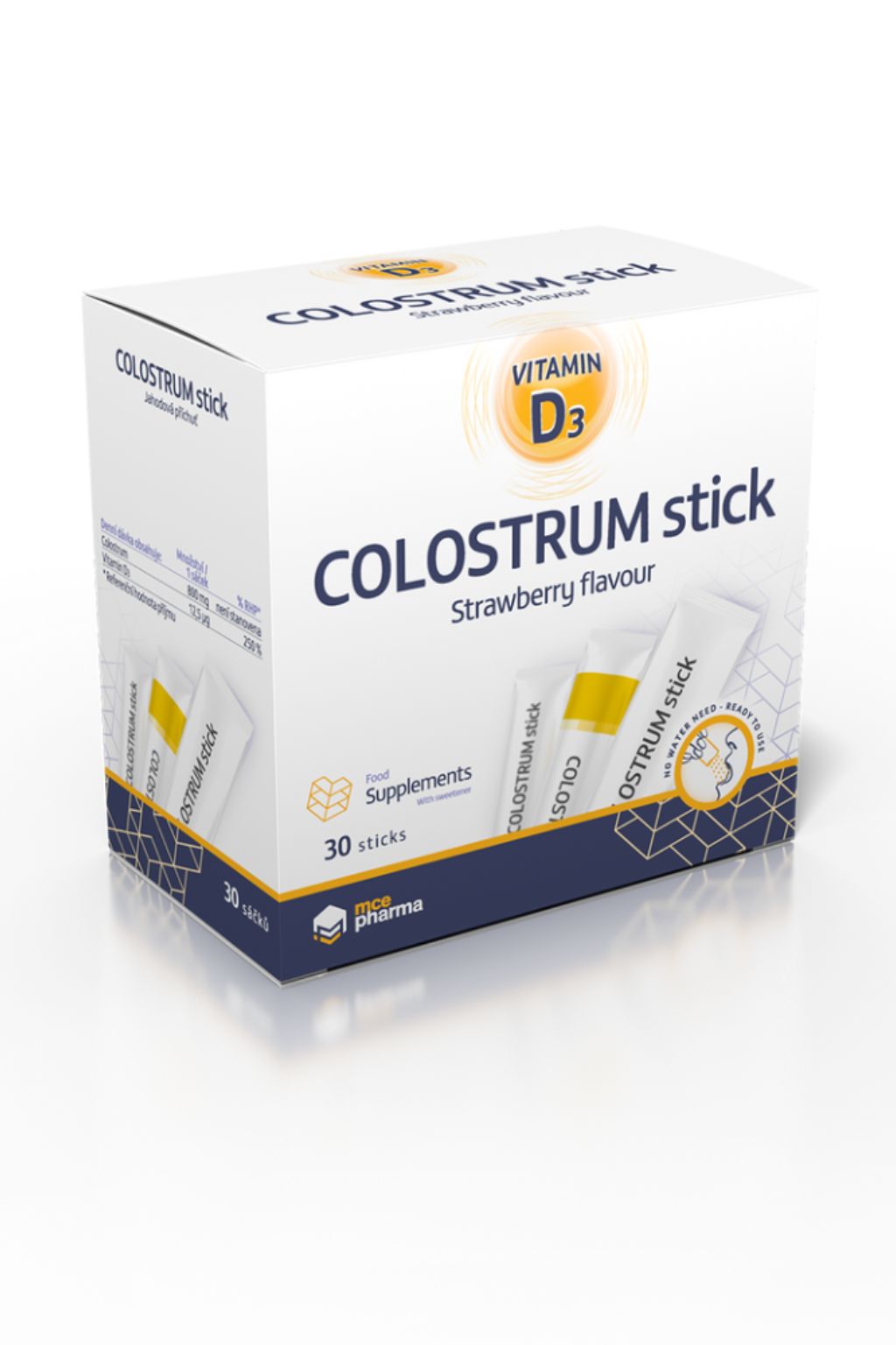 Levně mcePharma Colostrum stick s vitaminem D3 - podpora imunity Orálně rozpustný prášek