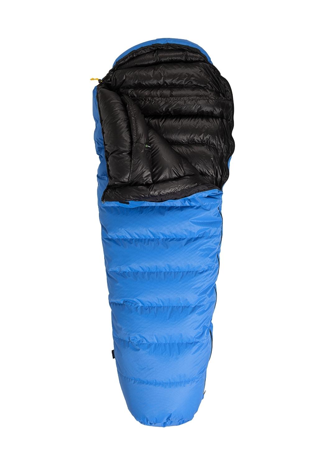 Outdoor KWAK Třísezónní spacák s nanomateriálem KWAK Kuňka Výška postavy do: 170 cm, Vnější barva: Modrá, Vnitřní barva: Černá jaro, léto, podzim