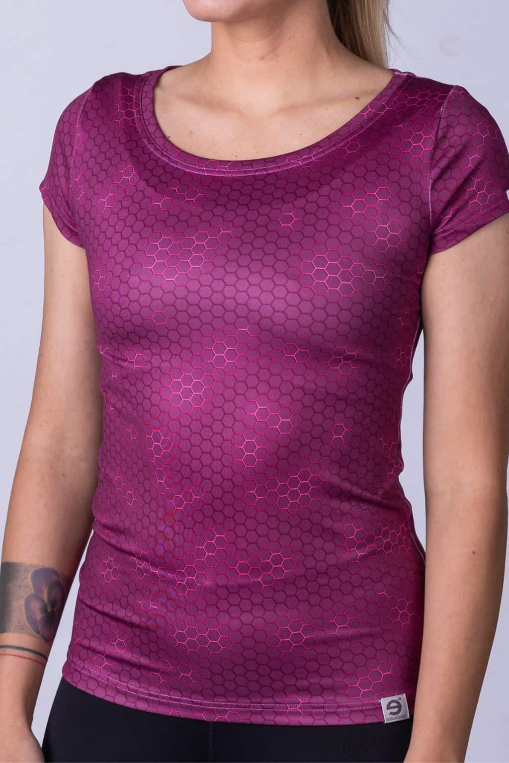 Levně Tmavě růžové dámské triko kr. rukáv ACTIVE Plastic nanosilver® Velikost: XL