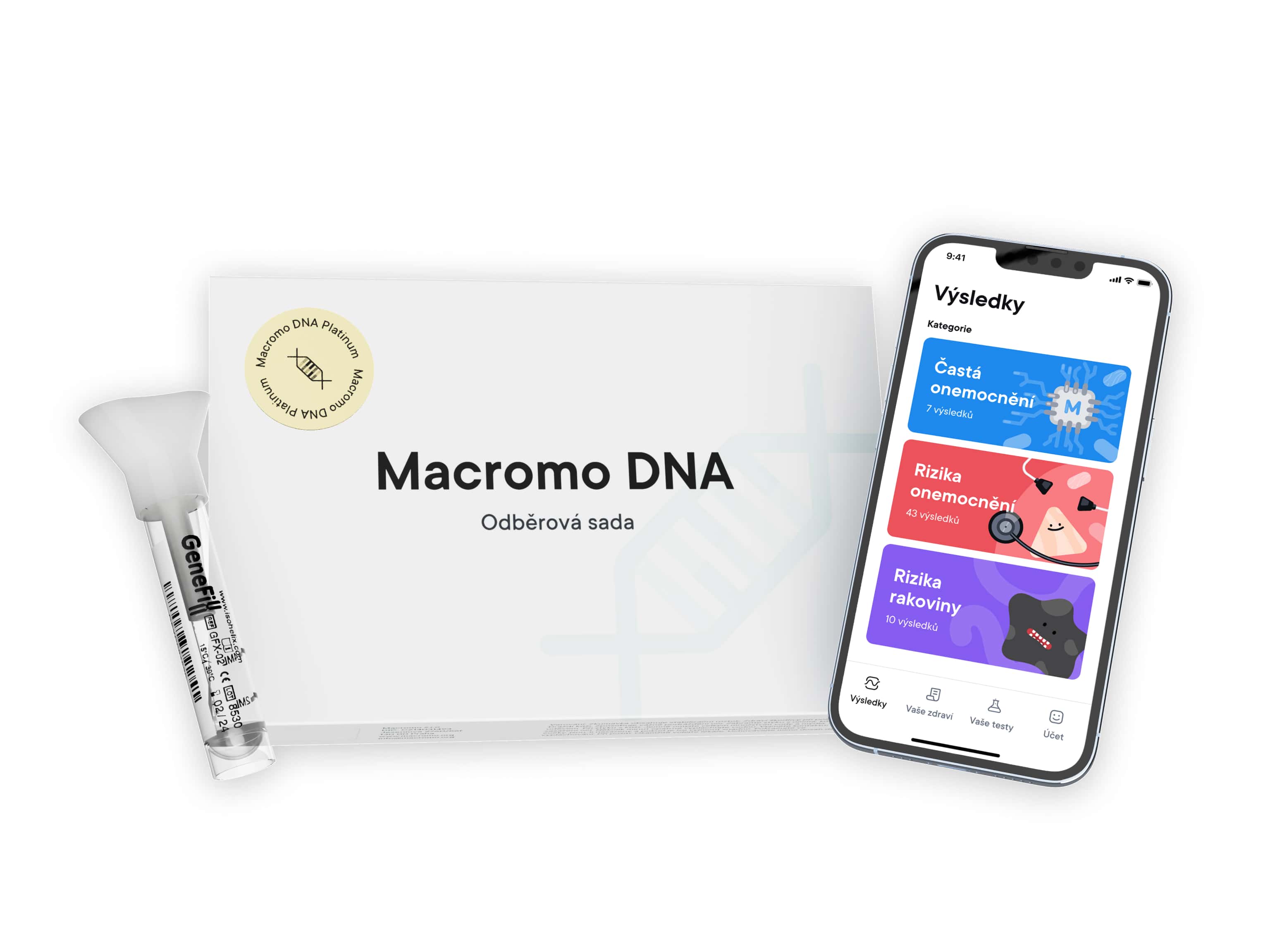 Levně Domácí DNA test 334+ výsledků – Macromo DNA Platinum 334+ Výsledků, 115+ recesivních onemocnění