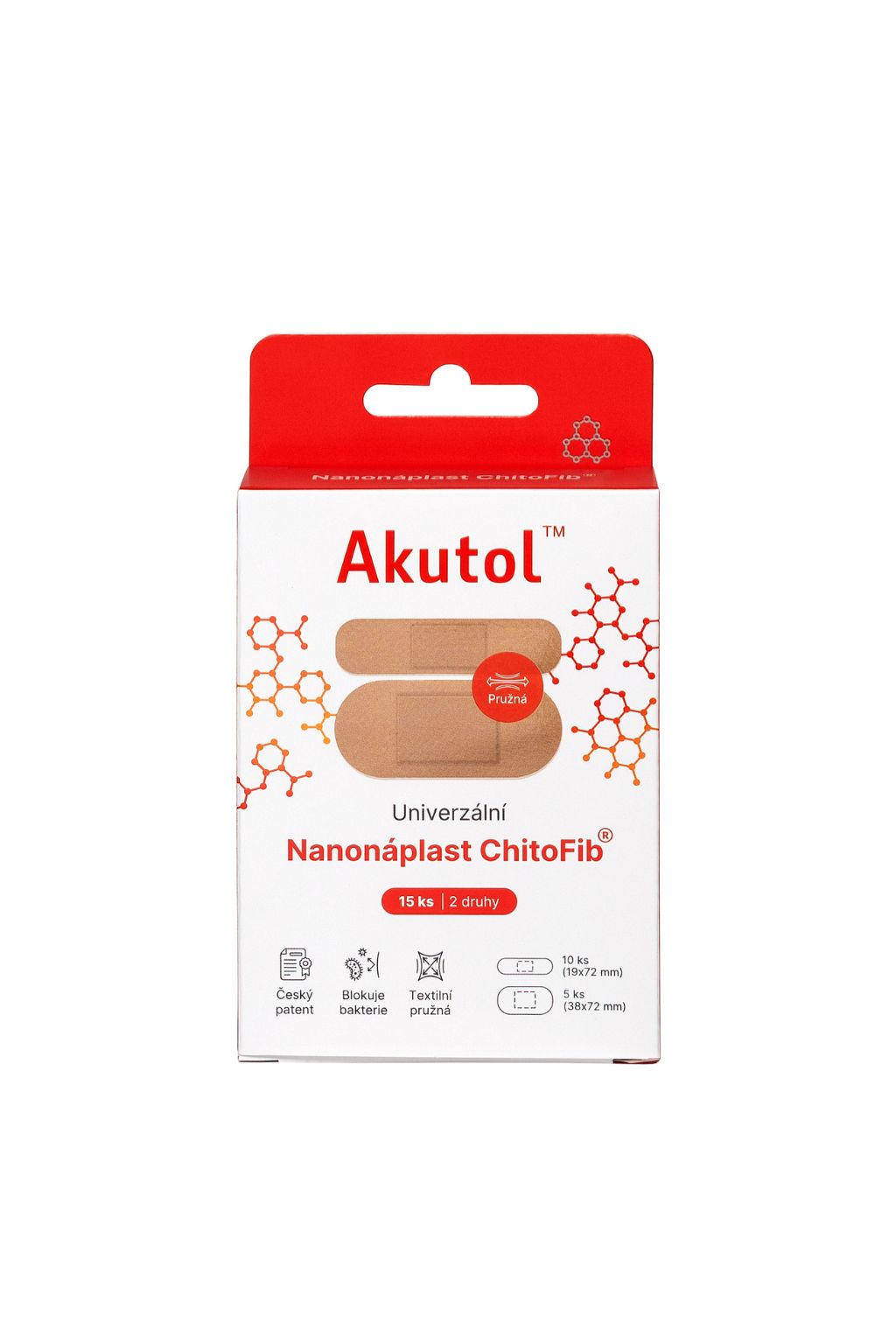 Levně AKUTOL AKUTOL™ Nanonáplast ChitoFib® Univerzální