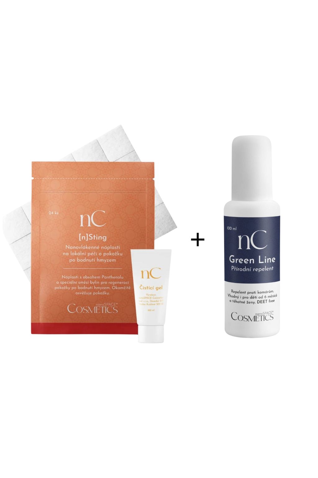 Anti-komár set nanoSPACE Cosmetics — repelent a náplasti