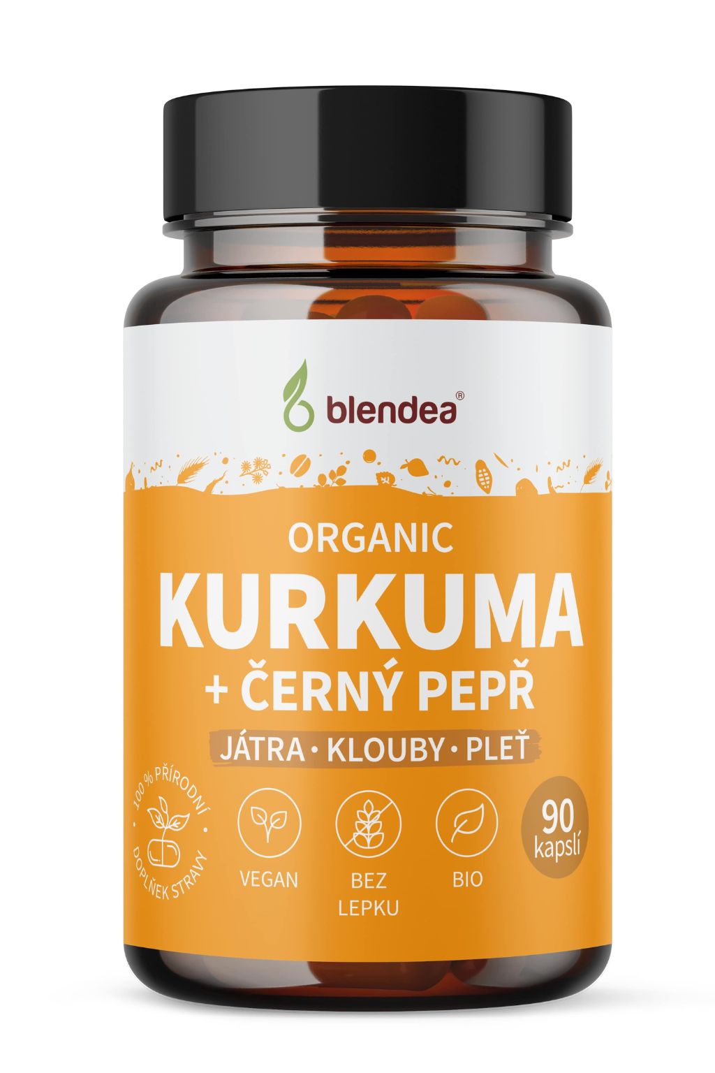 Levně Blendea Kurkuma a Piperin BIO Organic 90 kapslí
