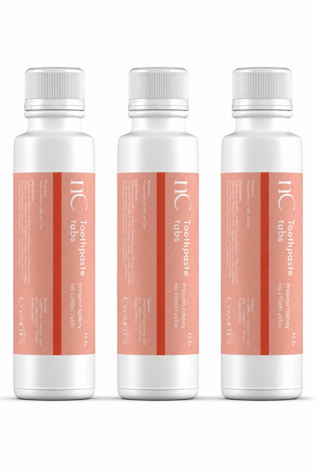Veganská zubní pasta v tabletách – bezvodá kosmetika nanoSPACE Cosmetics – výhodná sada 3 ks