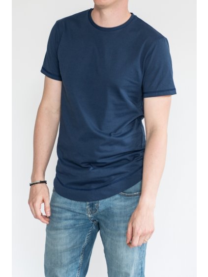 Modré minimalistické pánské tričko LUKAS - nanoSPACE by LADA (Velikost L)
