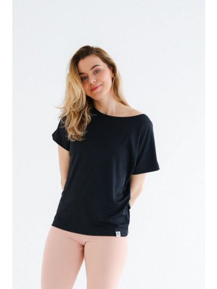 Schwarzes Yoga-T-Shirt für Frauen – nanosilver® BAT2