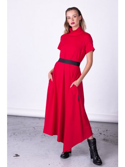 Rotes langes Rollkragenkleid Peyto – nanoSPACE by LADA