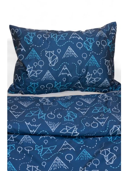Kinderbettwäsche für Allergiker und Atopiker aus Nanocotton® – blau mit Fuchsmuster 1+1 (100x135, 45x60 cm)