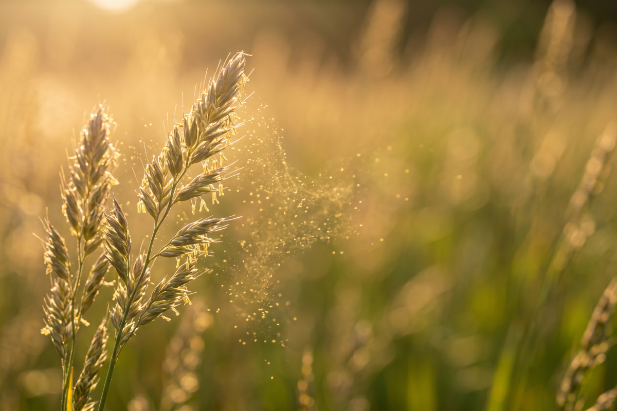Grass seed heads releasing pollen – the trigger of grass pollen allergy