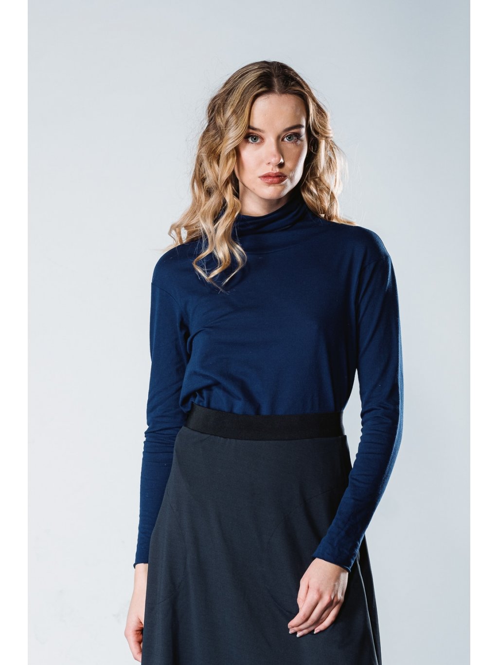 Navy blue high neck top sale