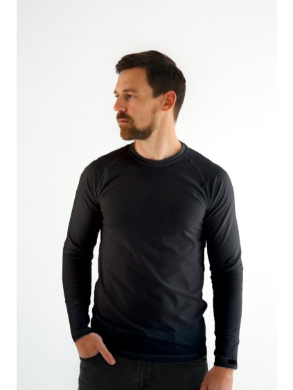 Black Men's T-shirt with Long Sleeve nanosilver®