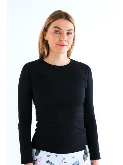 Black Women's T-shirt with Long Sleeve nanosilver®