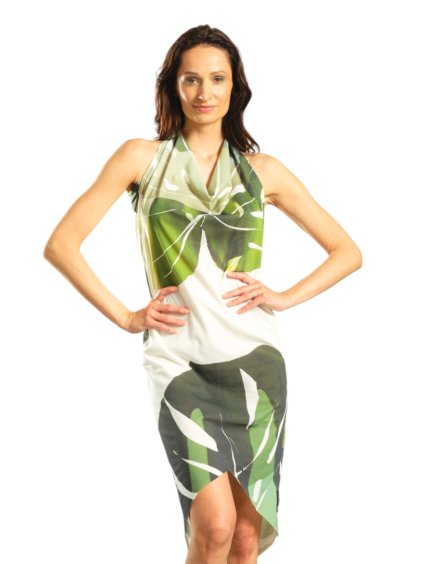 Thira Monstera Green Halter-Neck Dress – nanoSPACE by LADA