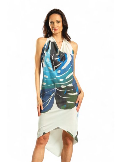 Thira Monstera Blue Halter-Neck Dress – nanoSPACE by LADA