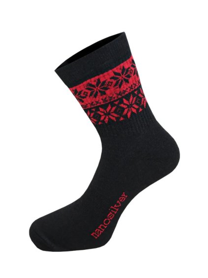 Zimní ponožky thermo SNOW černá/červená (Velikost XL 47/49)