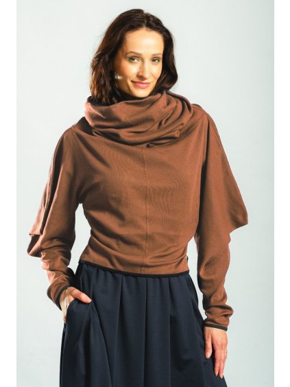 Mocca mikina s kapucí Pelion – nanoSPACE by LADA (Velikost S/M)