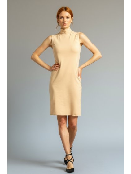 Nude krátké rolákové šaty Elafiti – nanoSPACE by LADA (Velikost XXL)