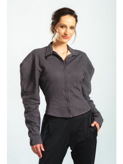 Černé melé zapínací sako Kalypso – nanoSPACE by LADA (Velikost XL)