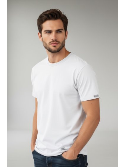 Bílé pánské tričko nanosilver® regular volný střih (Velikost XXL)