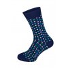 Společenské ponožky modré s barevnými puntíky