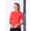 Red Women's T-shirt with a Stand-Up Collar nanosilver®