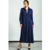 Modré dlouhé košilové šaty Ithaka – nanoSPACE by LADA (Velikost XL)