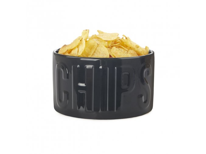 snack tray chips black ceramic 27661